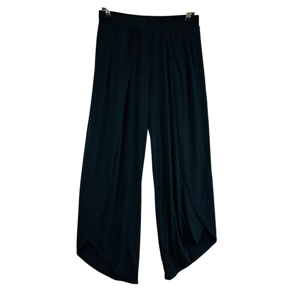 Betabrand Womans Sz Medium All Day Flowy Split Leg Crop Black Stretch Pull On